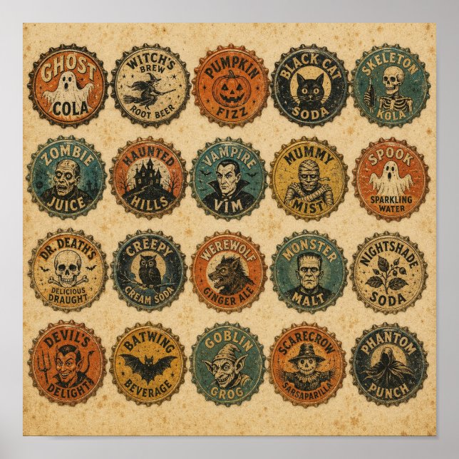 Vintage Halloween-flasklockdesigner Poster (Framsidan)