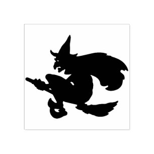 Vintage Halloween-flygande Witch Frimärke Stämpel