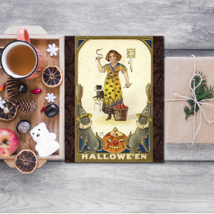 Vintage Halloween Förbereder sig för festen Vykort