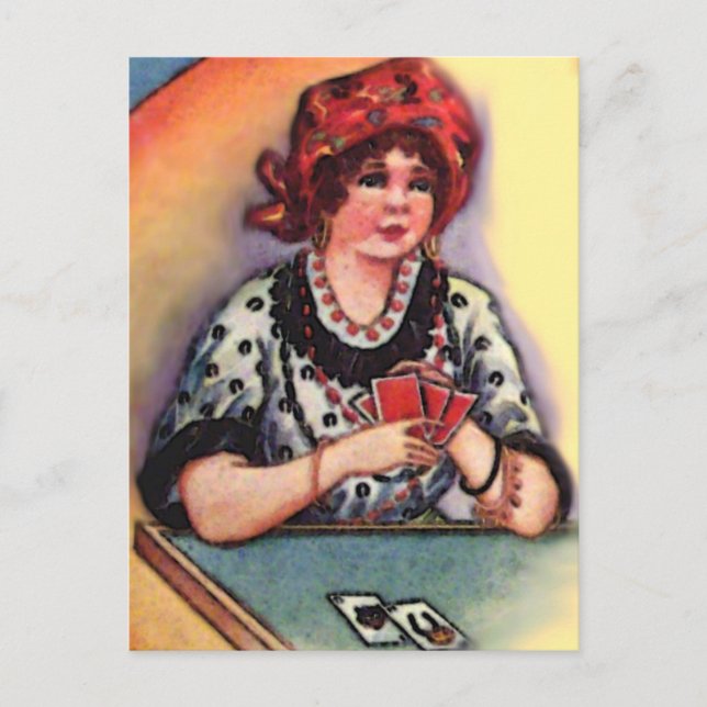 Vintage Halloween Fortune Teller Vykort (Framsida)