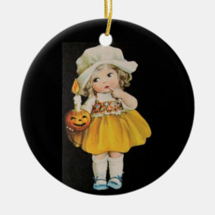 Vintage Halloween Fröcken Julgransprydnad Keramik