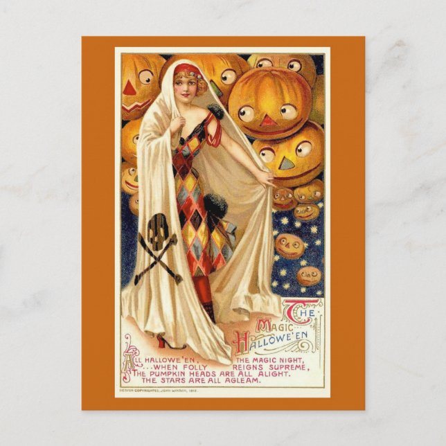Vintage Halloween Funny Illustration Vykort (Framsida)