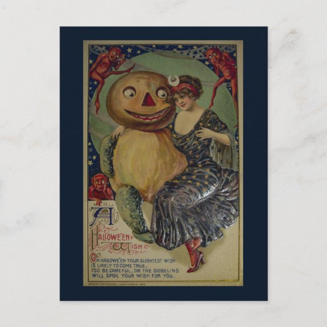 Vintage Halloween Funny Illustration Vykort (Framsida)