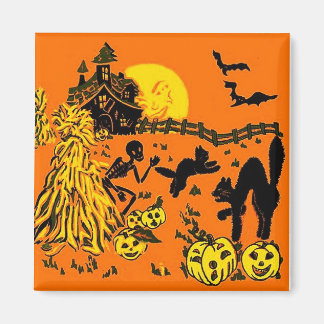 Vintage Halloween Fyrkantig Magnet