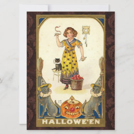 Vintage Halloween Getting Ready for the Party Kort