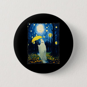 Vintage Halloween Ghost i Forest Van Gogh Sta Knapp