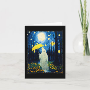 Vintage Halloween Ghost i Forest Van Gogh Sta Kort