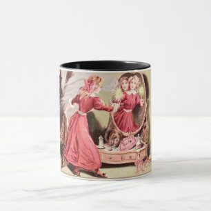 Vintage Halloween Girl i Red Dress Mugg