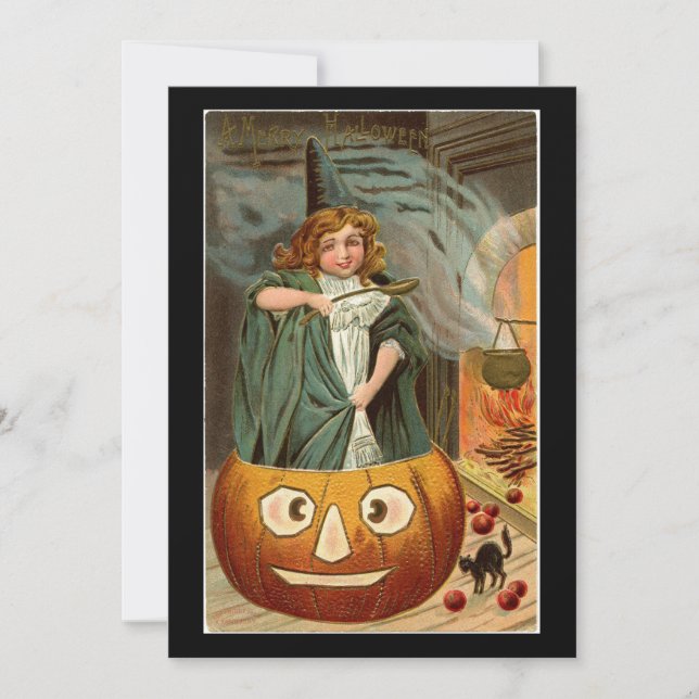 Vintage Halloween Girl in Pumpkin (Framsida)