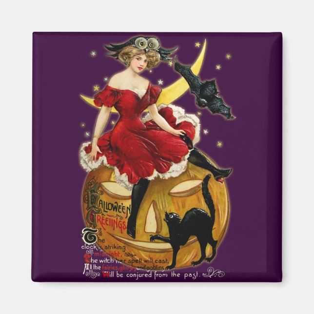 Vintage Halloween Girl Magnet (Framsidan)
