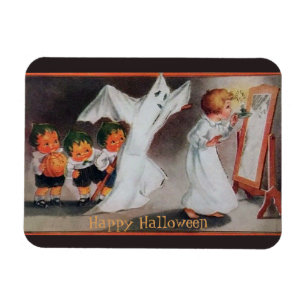 Vintage Halloween Girl med Candle magnet