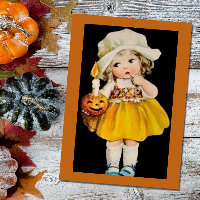 Vintage Halloween Girl med Pumpkin (Skapare uppladdad)