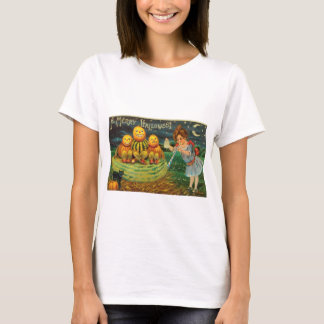 Vintage Halloween Girl med Pumpkins T Shirt