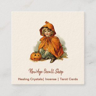 Vintage Halloween Girl New Age Occult Shop Fyrkantigt Visitkort