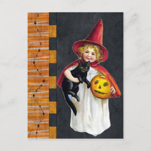 Vintage Halloween Girl Vykort