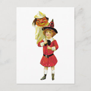 Vintage Halloween Girl Vykort