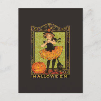 Vintage Halloween Girl Vykort