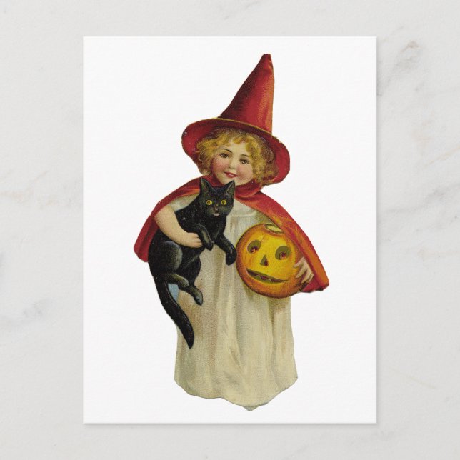 Vintage Halloween Girl Vykort (Framsida)