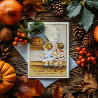 Vintage Halloween-gobliner och barn Kort