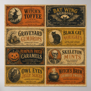 Vintage Halloween-godisomslag Poster