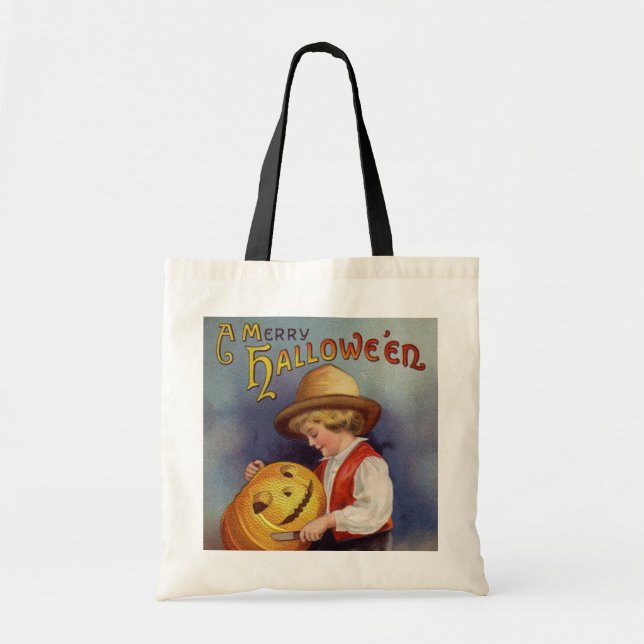 vintage Halloween-gosstrick behandlar Tygkasse (Framsidan)