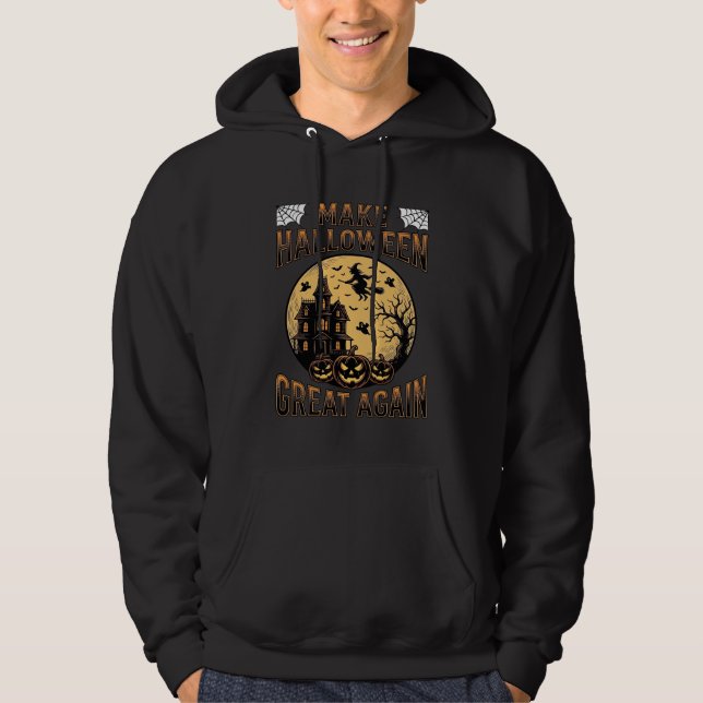 Vintage Halloween Great Again Spökhus Design Hoodie (Framsida)