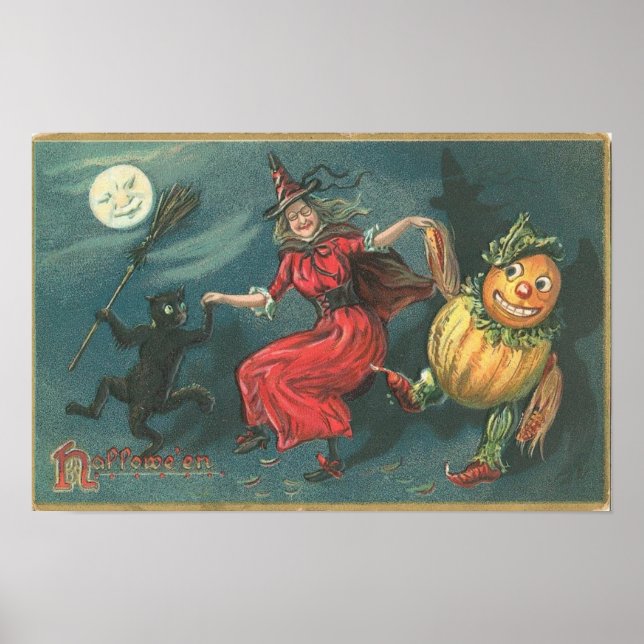 Vintage Halloween Greeting Cards Classic Poster (Framsidan)