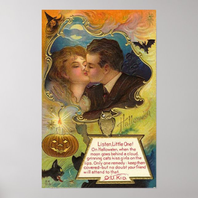 Vintage Halloween Greeting Cards Classic Poster (Framsidan)