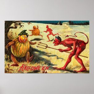 Vintage Halloween Greeting Cards Classic Poster