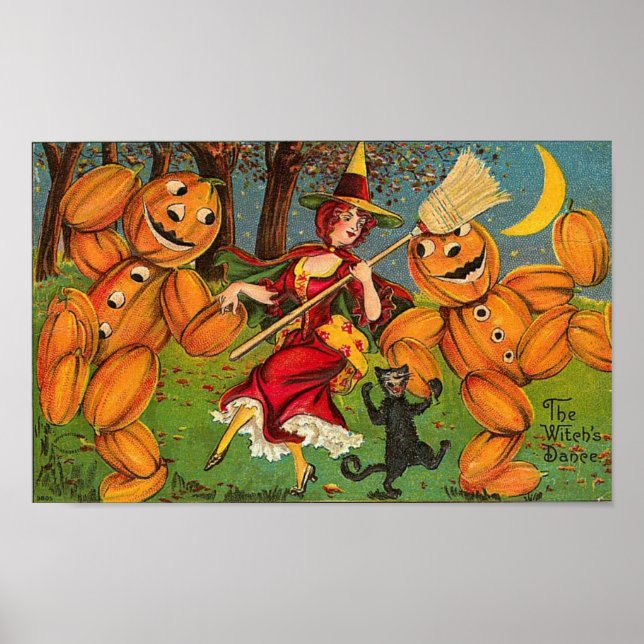 Vintage Halloween Greeting Cards Classic Poster (Framsidan)