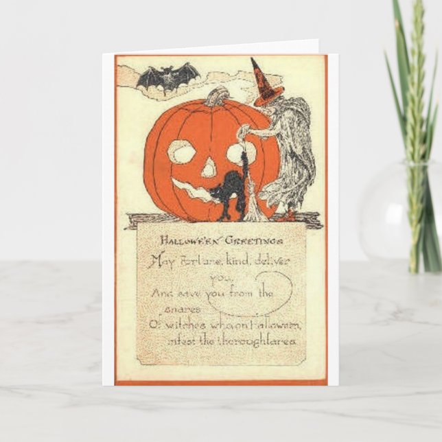 Vintage Halloween Greeting Cards Classic Poster Kort (Framsida)