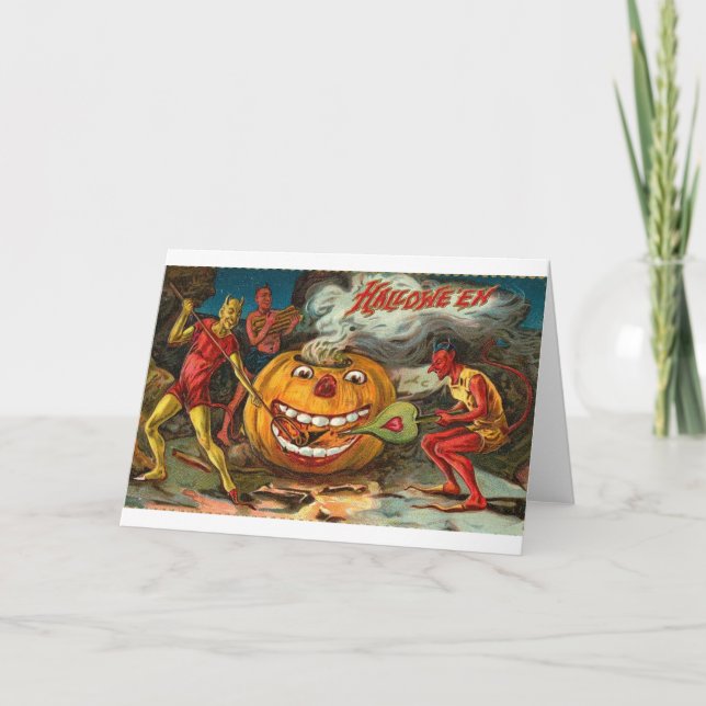 Vintage Halloween Greeting Cards Classic Poster Kort (Framsida)