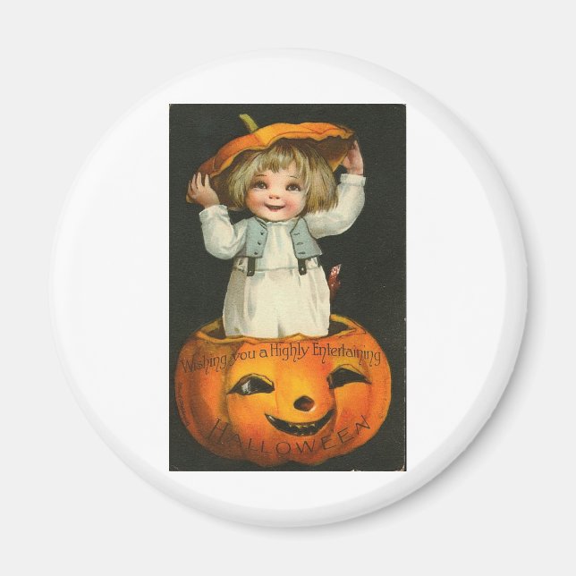 Vintage Halloween Greeting Cards Classic Poster Magnet (Framsidan)