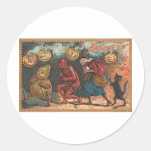 Vintage Halloween Greeting Cards Classic Poster Runt Klistermärke