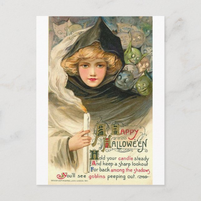 Vintage Halloween Greeting Cards Classic Poster Vykort (Framsida)
