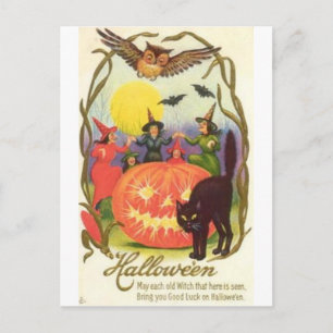 Vintage Halloween Greeting Cards Classic Poster Vykort