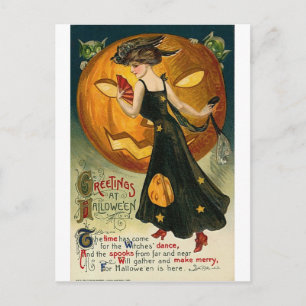 Vintage Halloween Greeting Cards Classic Poster Vykort