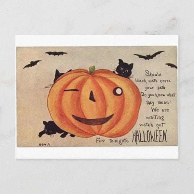 Vintage Halloween Greeting Cards Classic Poster Vykort (Framsida)