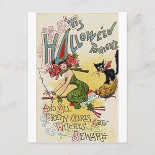 Vintage Halloween Greeting Cards Classic Poster Vykort