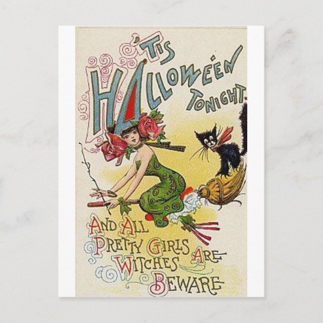 Vintage Halloween Greeting Cards Classic Poster Vykort (Framsida)
