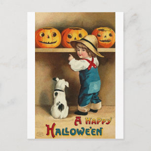 Vintage Halloween Greeting Cards Classic Poster Vykort
