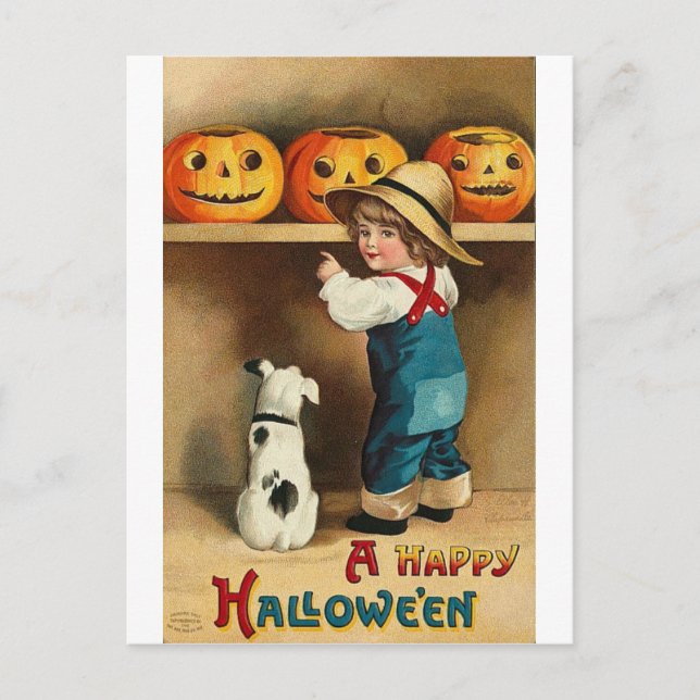 Vintage Halloween Greeting Cards Classic Poster Vykort (Framsida)