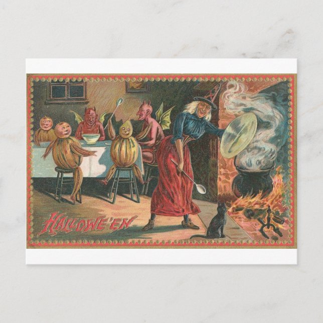 Vintage Halloween Greeting Cards Classic Poster Vykort (Framsida)