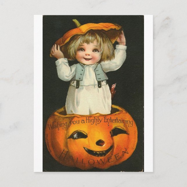 Vintage Halloween Greeting Cards Classic Poster Vykort (Framsida)