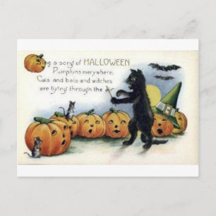 Vintage Halloween Greeting Cards Classic Poster Vykort