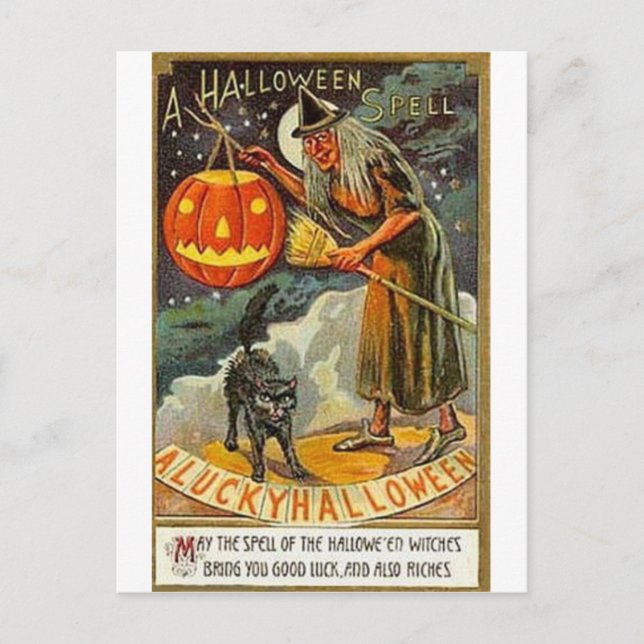 Vintage Halloween Greeting Cards Classic Poster Vykort (Framsida)
