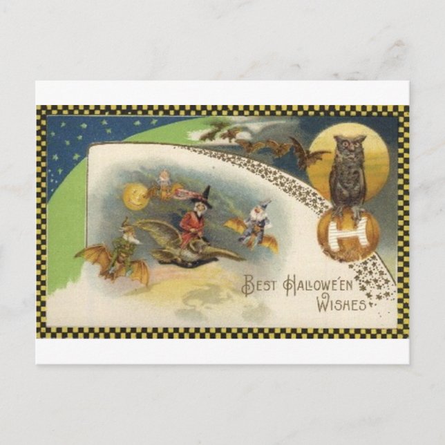 Vintage Halloween Greeting Cards Classic Poster Vykort (Framsida)