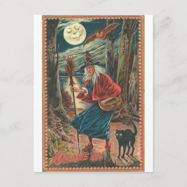 Vintage Halloween Greeting Cards Classic Poster Vykort (Framsida)