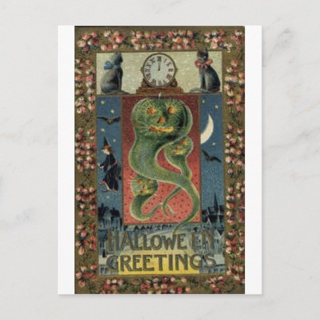 Vintage Halloween Greeting Cards Classic Poster Vykort (Framsida)