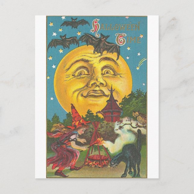 Vintage Halloween Greeting Cards Classic Poster Vykort (Framsida)